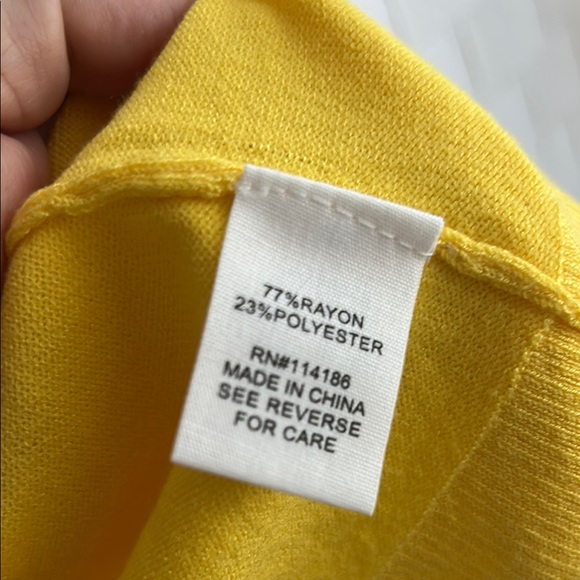 89th & Madison Sunny Yellow Knit Cardigan 1/2 sleeve - Picture 10 of 12